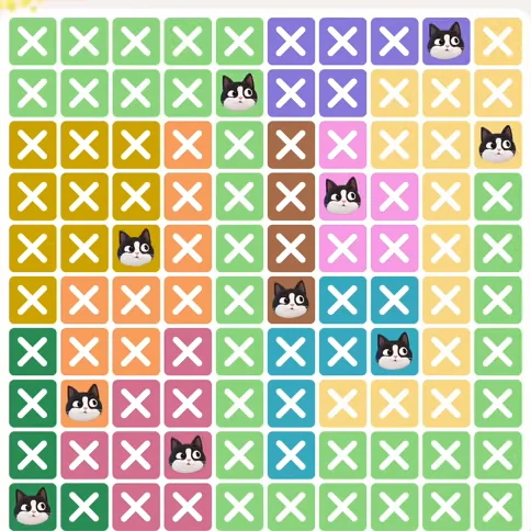 Meowdoku Level 653 solved board with every cat placed