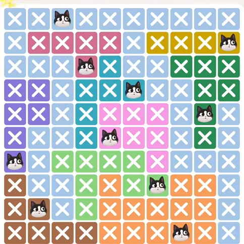 Meowdoku Level 655 solved board with every cat placed