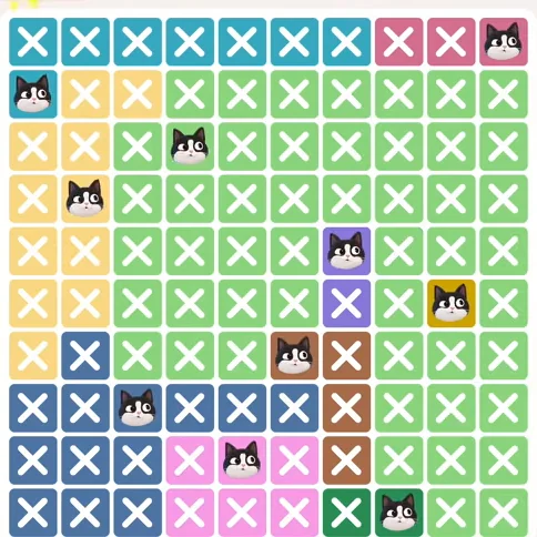 Meowdoku Level 656 solved board with every cat placed