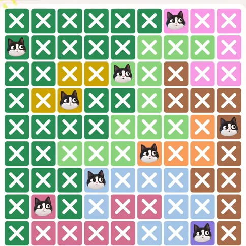 Meowdoku Level 657 solved board with every cat placed