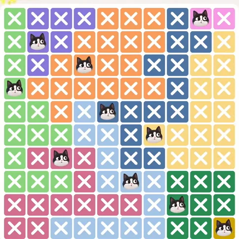 Meowdoku Level 660 solved board with every cat placed