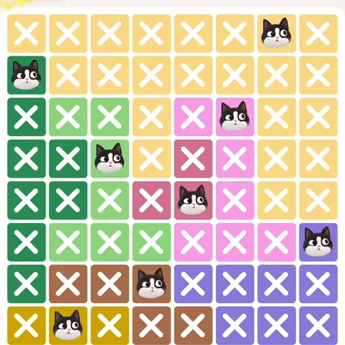 Meowdoku Level 661 solved board with every cat placed