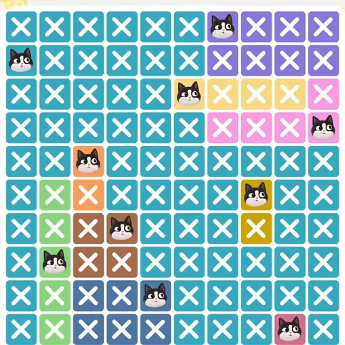 Meowdoku Level 665 solved board with every cat placed