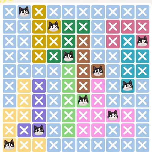 Meowdoku Level 668 solved board with every cat placed