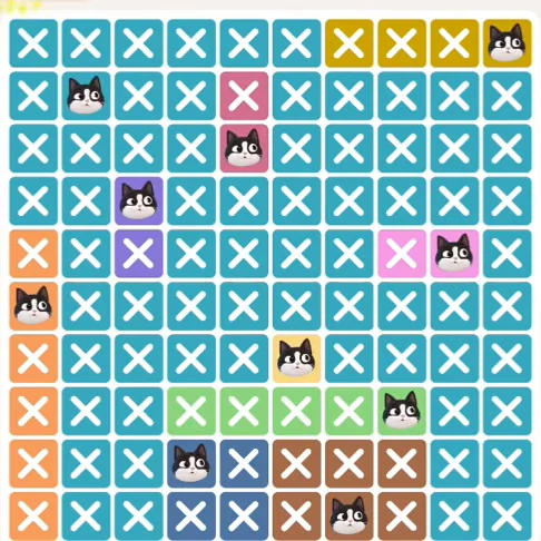 Meowdoku Level 673 solved board with every cat placed