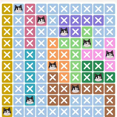 Meowdoku Level 676 solved board with every cat placed