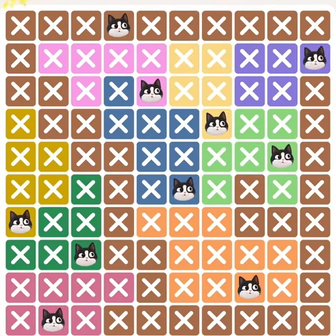 Meowdoku Level 678 solved board with every cat placed