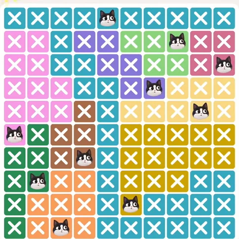 Meowdoku Level 679 solved board with every cat placed
