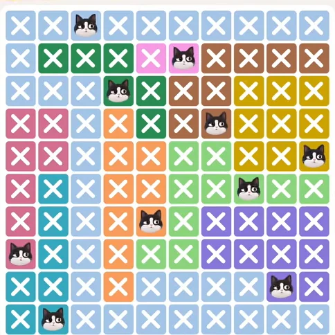 Meowdoku Level 683 solved board with every cat placed