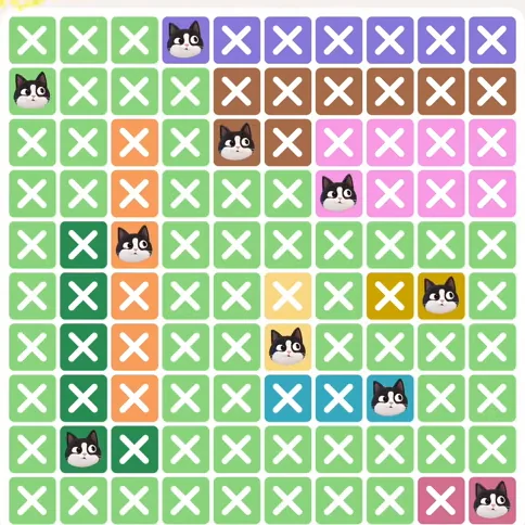 Meowdoku Level 685 solved board with every cat placed