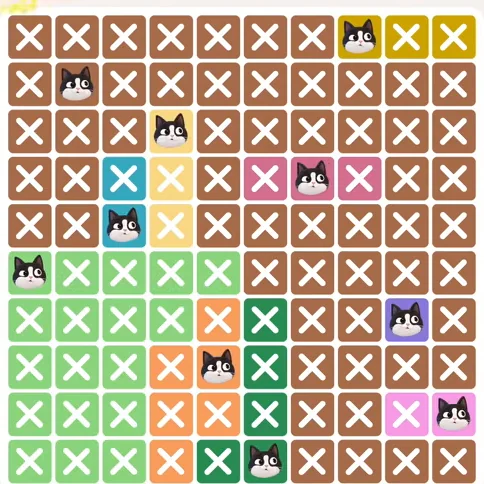 Meowdoku Level 688 solved board with every cat placed