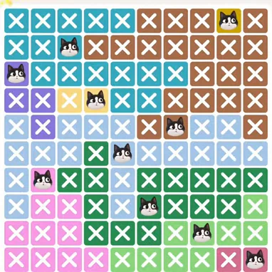 Meowdoku Level 690 solved board with every cat placed