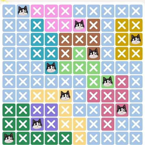 Meowdoku Level 692 solved board with every cat placed