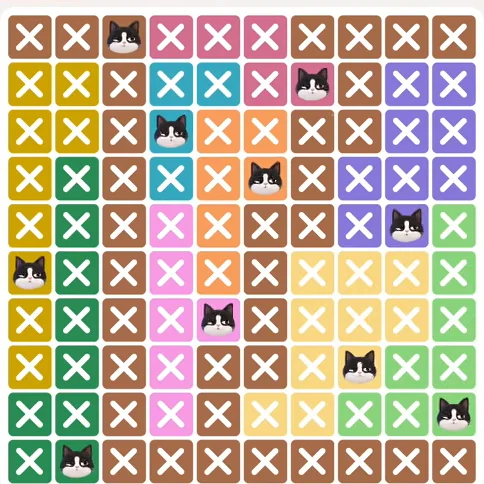 Meowdoku Level 703 solved board with every cat placed