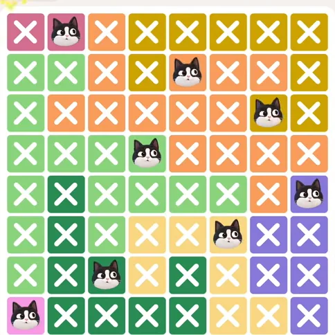 Meowdoku Level 711 solved board with every cat placed