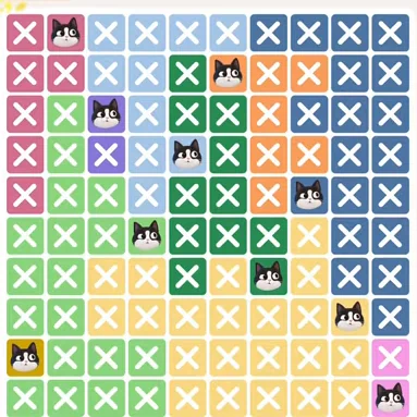 Meowdoku Level 730 solved board with every cat placed