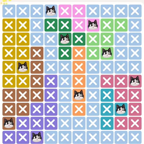 Meowdoku Level 732 solved board with every cat placed