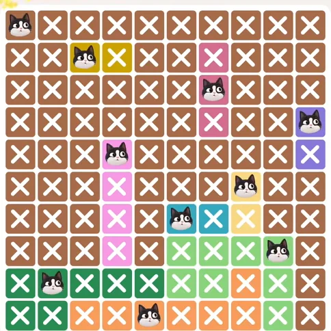 Meowdoku Level 733 solved board with every cat placed