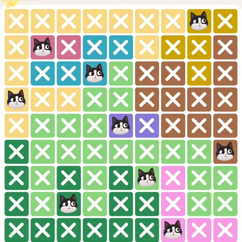 Meowdoku Level 737 solved board with every cat placed