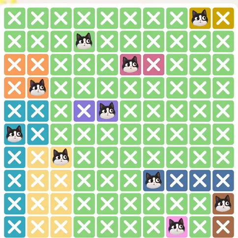 Meowdoku Level 745 solved board with every cat placed