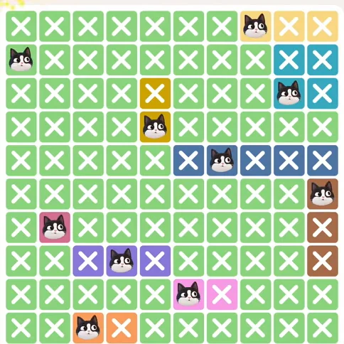 Meowdoku Level 746 solved board with every cat placed