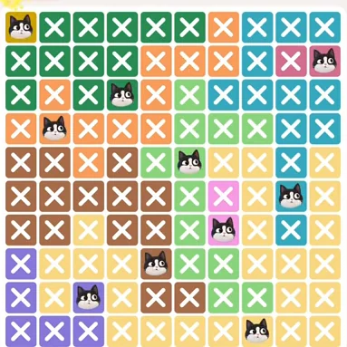 Meowdoku Level 750 solved board with every cat placed