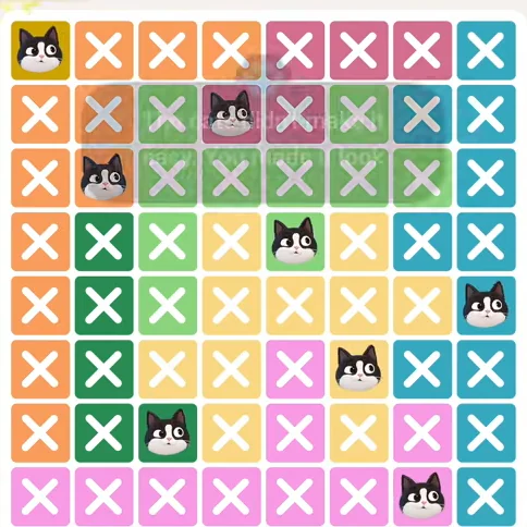 Meowdoku Level 751 solved board with every cat placed