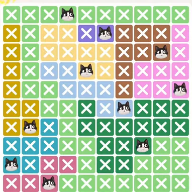 Meowdoku Level 752 solved board with every cat placed
