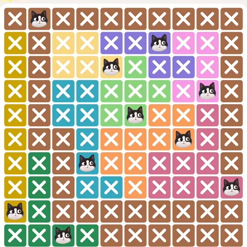 Meowdoku Level 753 solved board with every cat placed