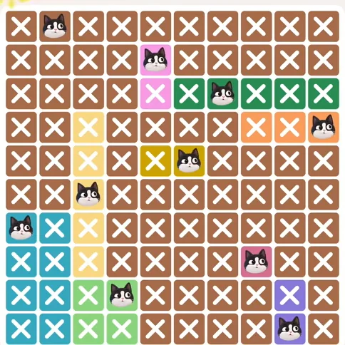 Meowdoku Level 755 solved board with every cat placed