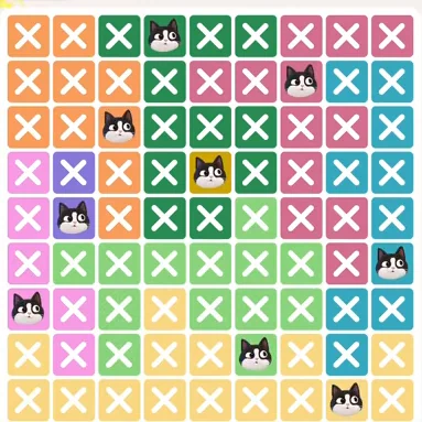Meowdoku Level 757 solved board with every cat placed