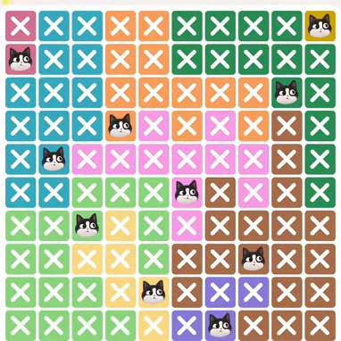 Meowdoku Level 760 solved board with every cat placed