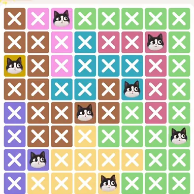 Meowdoku Level 761 solved board with every cat placed