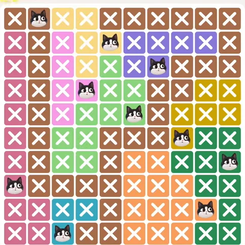 Meowdoku Level 762 solved board with every cat placed