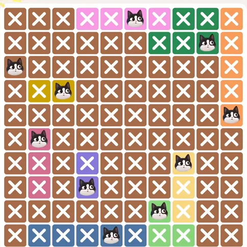 Meowdoku Level 765 solved board with every cat placed