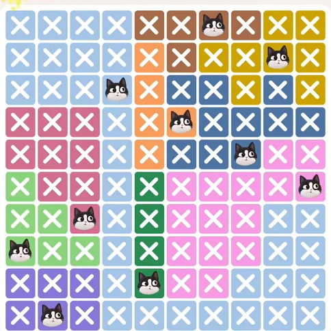 Meowdoku Level 769 solved board with every cat placed