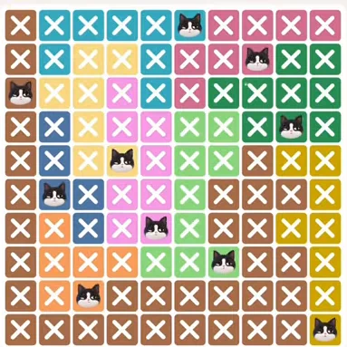 Meowdoku Level 770 solved board with every cat placed