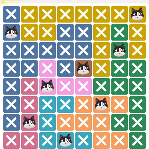 Meowdoku Level 771 solved board with every cat placed