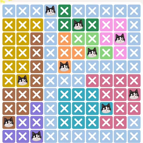 Meowdoku Level 772 solved board with every cat placed