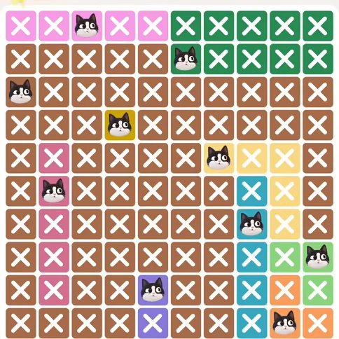 Meowdoku Level 776 solved board with every cat placed