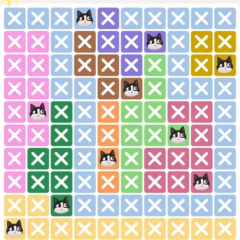 Meowdoku Level 782 solved board with every cat placed