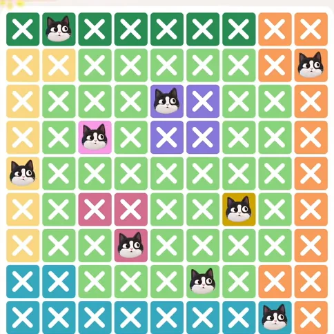 Meowdoku Level 784 solved board with every cat placed