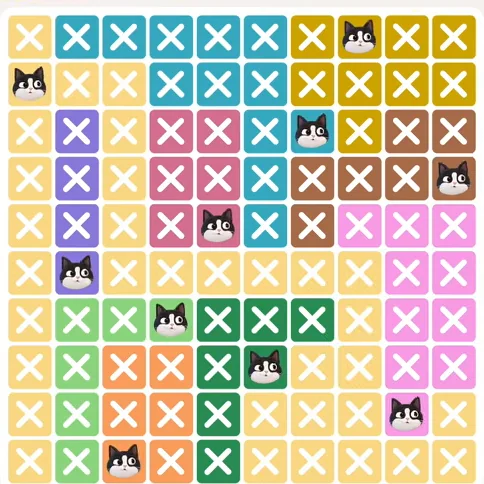 Meowdoku Level 785 solved board with every cat placed