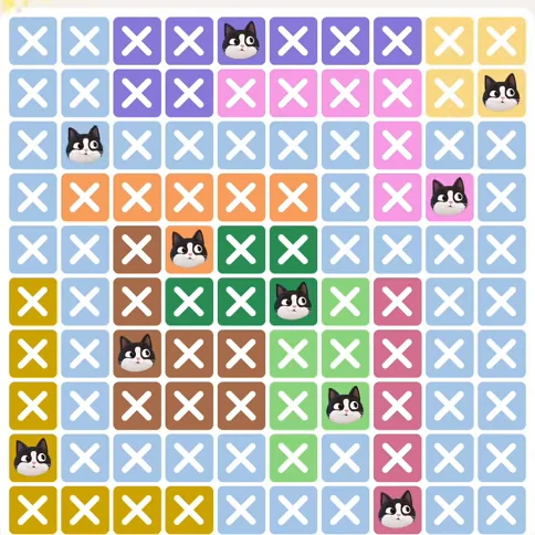 Meowdoku Level 786 solved board with every cat placed