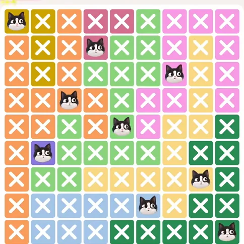Meowdoku Level 787 solved board with every cat placed