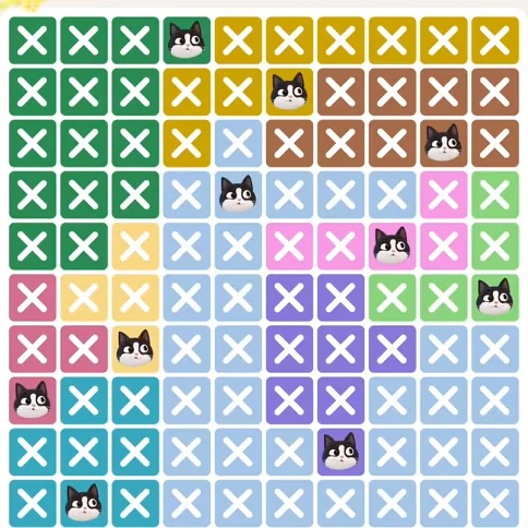 Meowdoku Level 789 solved board with every cat placed