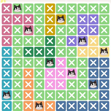 Meowdoku Level 790 solved board with every cat placed