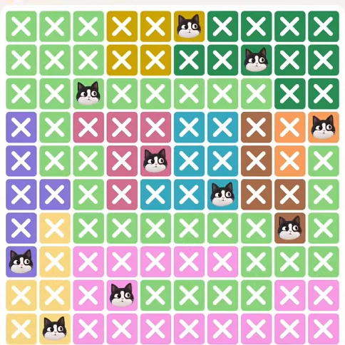 Meowdoku Level 792 solved board with every cat placed