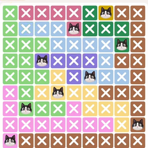 Meowdoku Level 794 solved board with every cat placed