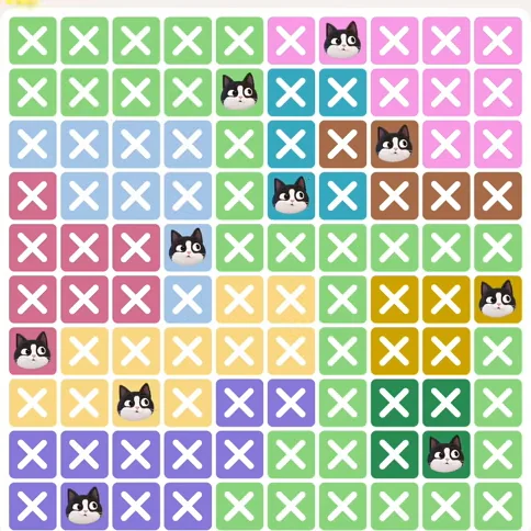 Meowdoku Level 798 solved board with every cat placed